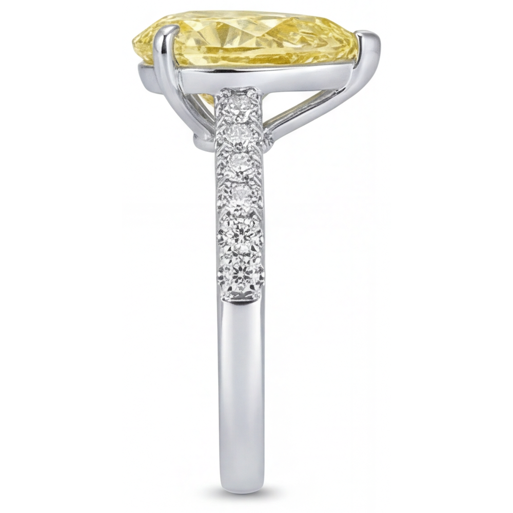 Natural Fancy Yellow Diamond Statement Ring 1.75 ct Two-Tone 14K Gold – top view