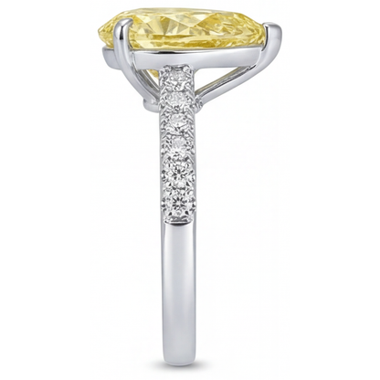 Natural Fancy Yellow Diamond Statement Ring 1.75 ct Two-Tone 14K Gold – top view