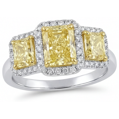 Fancy Yellow Diamond Statement Ring 2-ct 14K Two Tone Gold – main view