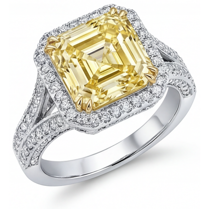 Natural Fancy Yellow Diamond Statement Ring 3.50 ct Two-Tone 14K Gold – main view