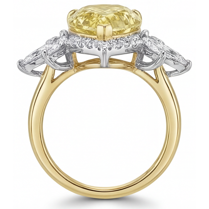 Dazzling Fancy Yellow Diamond Statement Ring 4 ct – top view