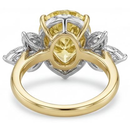 Statement Ring 14K Two Tone Gold with Fancy Yellow Diamond – back view