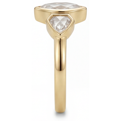 Natural Fine Diamond 3-Stone Ring – angle view