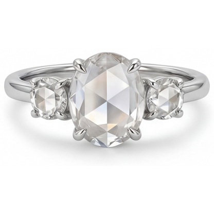 Oval Cut Fine Diamond ring in 14K White Gold – main view