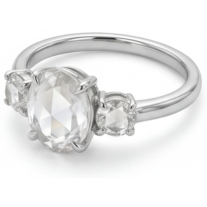 Authentic Fine Diamond 3-Stone Ring 2.75 ct 14K White Gold – side view