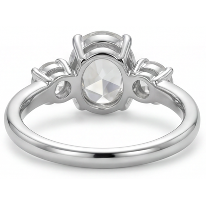 Oval Cut Fine Diamond ring in 14K White Gold – profile view
