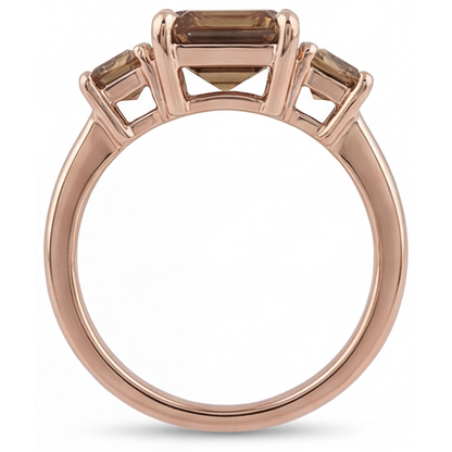Authentic Fine Diamond 3-Stone Ring – side view