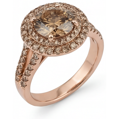 Bridal Ring 14 Karat Rose Gold with Fine Diamond – angle view