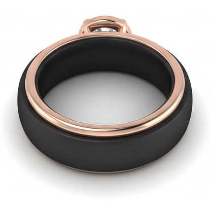 Round Brilliant Fine Diamond ring in 14K Two Tone Gold – profile view
