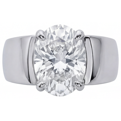 Oval Fine Diamond ring in 14K White Gold – front view