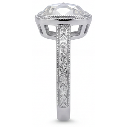 Fine Diamond Halo Ring 3.25-ct 14K White Gold – profile view