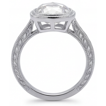 Fine Diamond Cushion Cut Halo Ring in 14K White Gold – top view