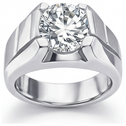 Genuine Fine Diamond Men's Ring 2 ct 14 Karat White Gold – main view