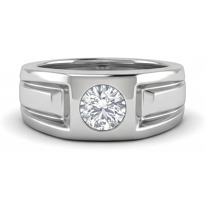 Genuine Fine Diamond Men's Ring 2 ct 14K White Gold – main view