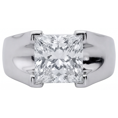 Fine Diamond Men's Ring 3 ct 14 Karat White Gold – angle view