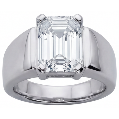Men's Ring 14K White Gold with Fine Diamond – front view