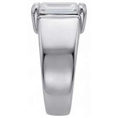 Fine Diamond Step Cut Men's Ring in 14K White Gold – profile view