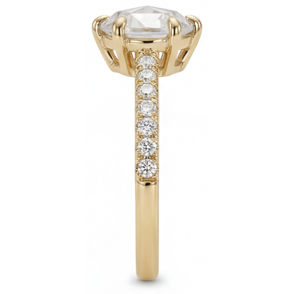 Earth-Mined Fine Diamond Solitaire Engagement Ring 2.25 ct 14 Karat Yellow Gold – side view