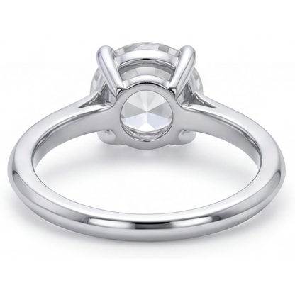 Fine Diamond Solitaire Ring 4-ct 14K White Gold – profile view