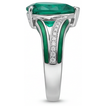 Genuine Fine Emerald Gemstone Ring 2.50 ct 14K White Gold – profile view