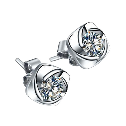 Flower Style 1.00 Carats Real Natural Earth Mined Diamonds Studs Earrings White Gold 14K