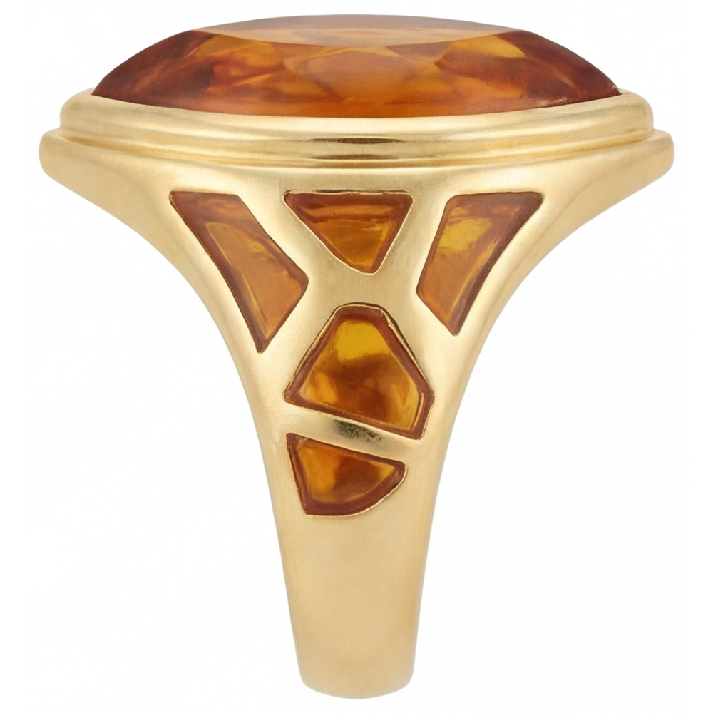 Golden Citrine Marquise Cut Gemstone Ring in 14K Yellow Gold – angle view