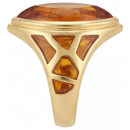 Golden Citrine Marquise Cut Gemstone Ring in 14K Yellow Gold – angle view