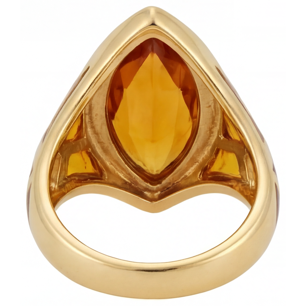 Natural Golden Citrine Gemstone Ring 11 ct 14K Yellow Gold – top view