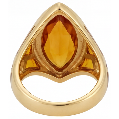 Natural Golden Citrine Gemstone Ring 11 ct 14K Yellow Gold – top view