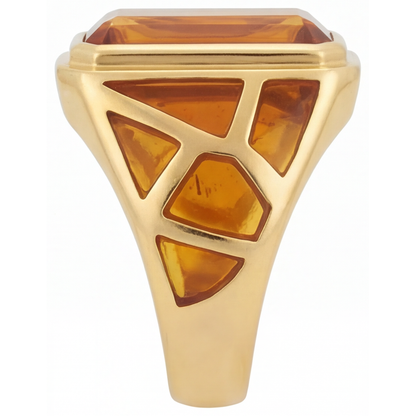 Authentic Golden Citrine Precious Stone Ring – angle view