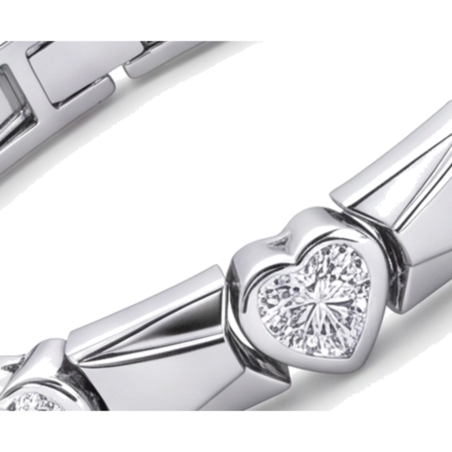 Heart Diamond Bracelet 5 Carat Lab Grown Fluted Bar Link 14K White Gold 7 Inch