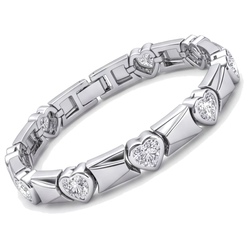 Heart Diamond Bracelet 5 Carat Lab Grown Fluted Bar Link 14K White Gold 7 Inch
