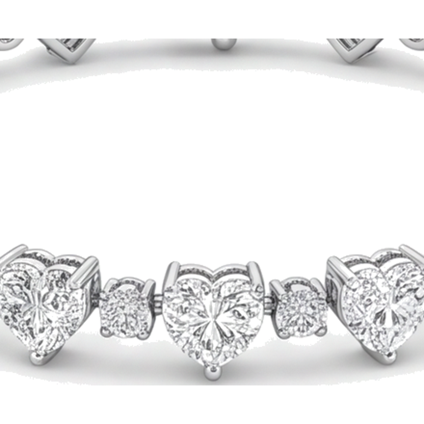 Heart Diamond Tennis Bracelet 6 Carat Lab Grown Bezel 14K White Gold 7 Inch