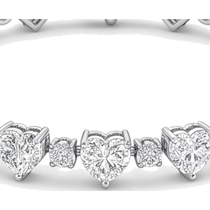 Heart Diamond Tennis Bracelet 6 Carat Lab Grown Bezel 14K White Gold 7 Inch