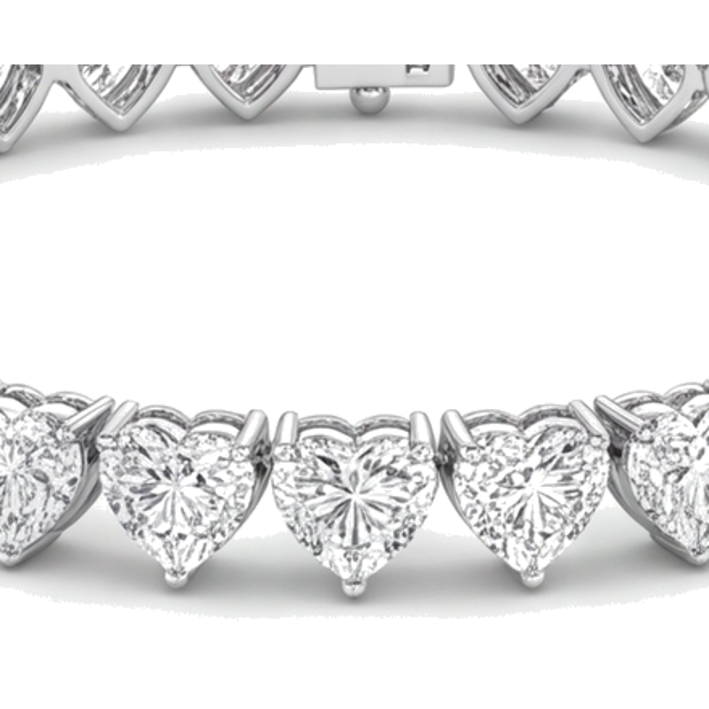 Heart Diamond Tennis Bracelet 7 Carat Lab Grown Prong 14K White Gold 7 Inch