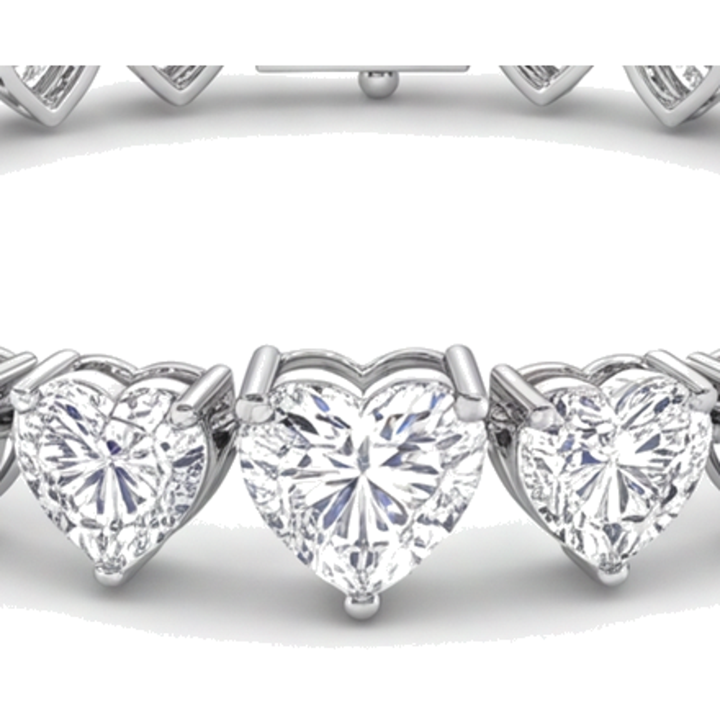 Heart Diamond Tennis Bracelet 9 Carat Lab Grown Prong 14K White Gold 7 Inch