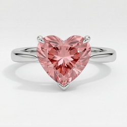 Heart Padparadscha Solitaire Ring Natural 14K White Gold