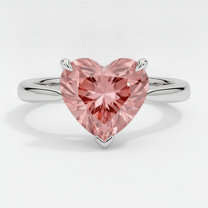 Heart Padparadscha Solitaire Ring Natural 14K White Gold