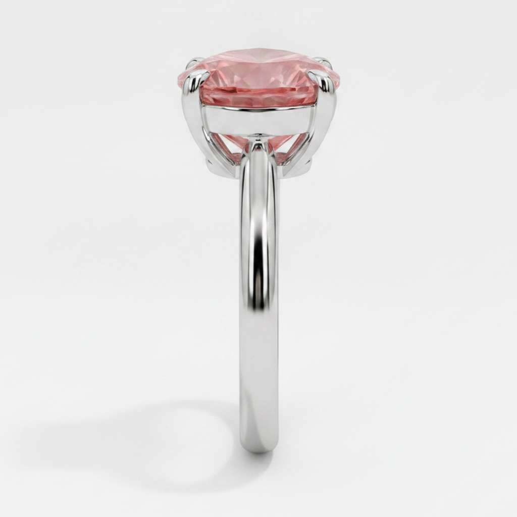 Heart Padparadscha Solitaire Ring Natural 14K White Gold
