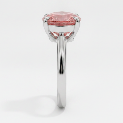 Heart Padparadscha Solitaire Ring Natural 14K White Gold