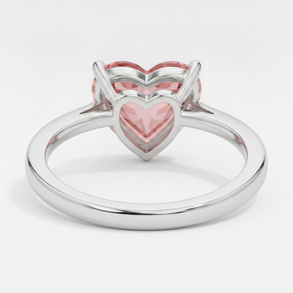 Heart Padparadscha Solitaire Ring Natural 14K White Gold