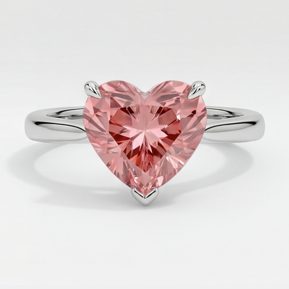 Heart Padparadscha Solitaire Ring Natural 14K White Gold