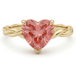 Heart Padparadscha Solitaire Ring Natural 14K Yellow Gold