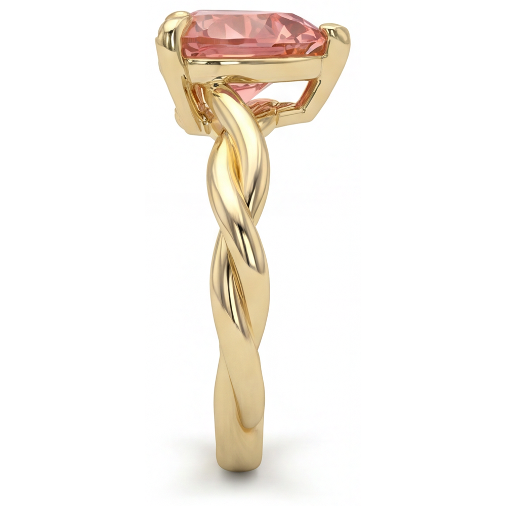 Heart Padparadscha Solitaire Ring Natural 14K Yellow Gold
