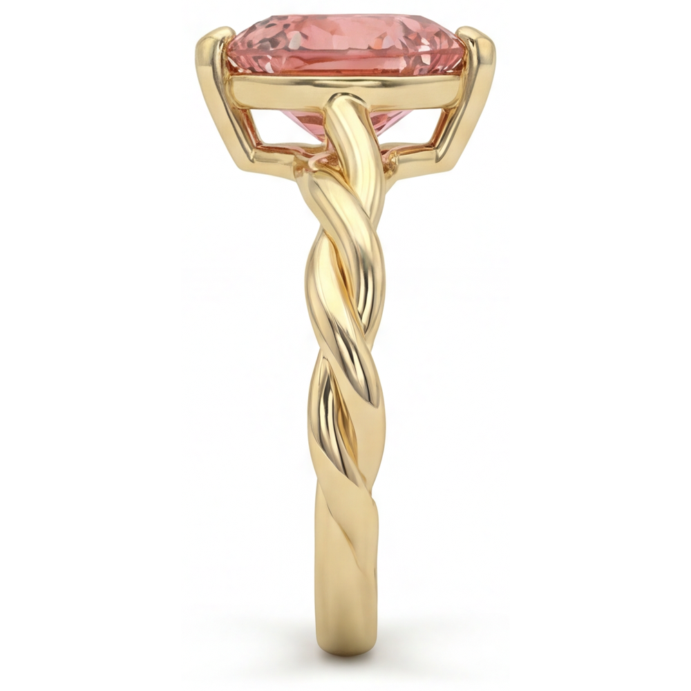 Heart Padparadscha Solitaire Ring Natural 14K Yellow Gold