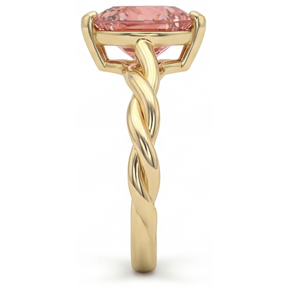 Heart Padparadscha Solitaire Ring Natural 14K Yellow Gold
