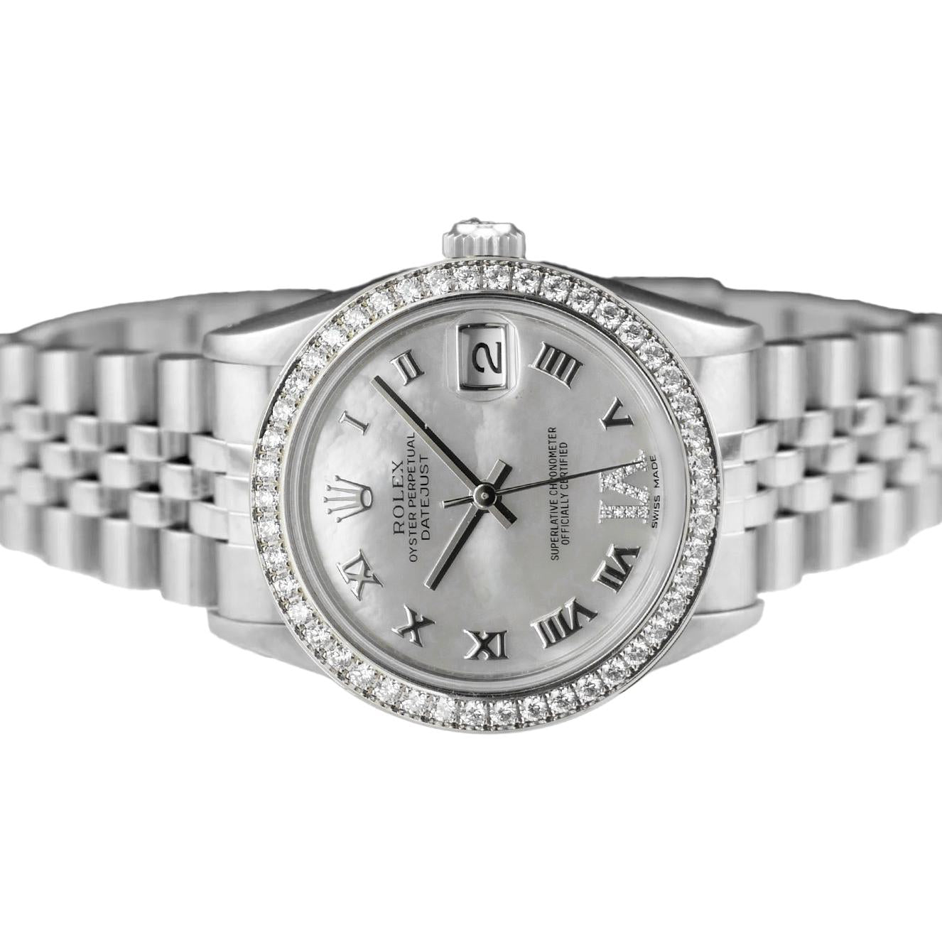 Jubilee Bracelet Custom Diamond Bezel Midsize Dj Rolex Watch Ss