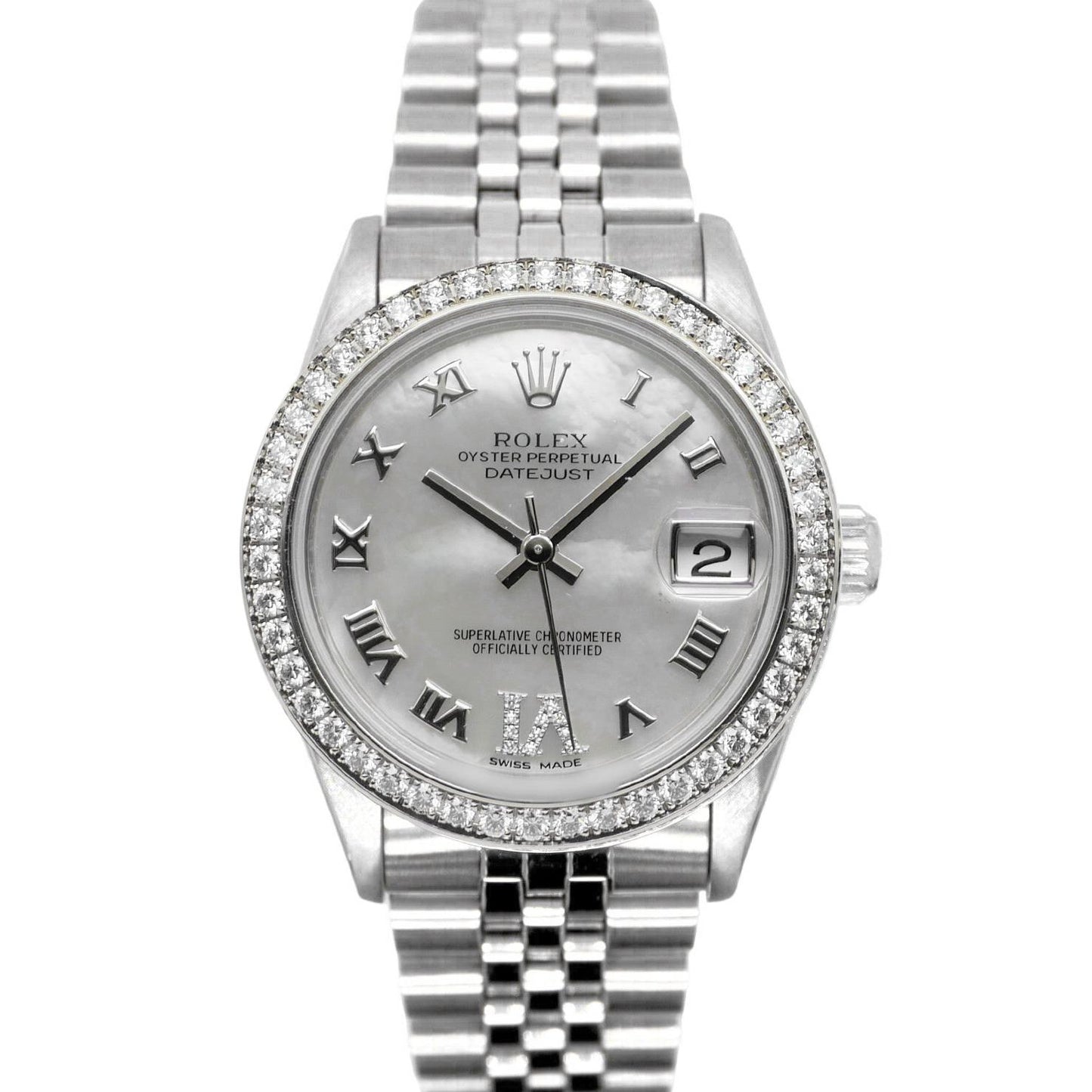 Jubilee Bracelet Custom Diamond Bezel Midsize Dj Rolex Watch Ss
