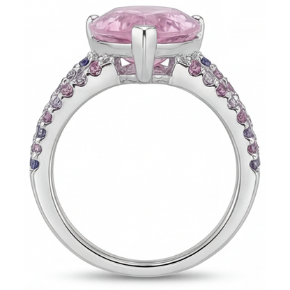 Real Kunzite Accent Solitaire Ring – profile view