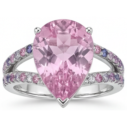 Real Kunzite Accent Solitaire Ring – top view